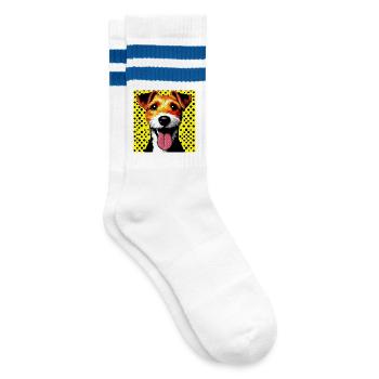 Chien Fox Terrier Jack Russell Pop Art - Chaussettes de tennis - blanc/bleu - Droite