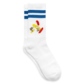 Atlashörnchen Surfen, Kitesurfen, Windsurfen - Gestreifte Tennissocken - Weiß/Blau - Rechts