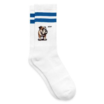 Nein Englische Bulldogge Bully  Bullybesitzer - Gestreifte Tennissocken - Weiß/Blau - Rechts