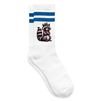 Waschbär Waschbären Waldtier lustiger Waschbär - Gestreifte Tennissocken - Weiß/Blau - Rechts