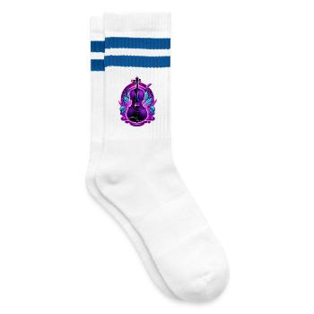 Violin in neon colors - Striped tennis socks - white/blue - Right