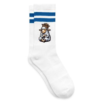 Sheep Sheep Shepherd Sheep Keeper Ram - Striped tennis socks - white/blue - Right