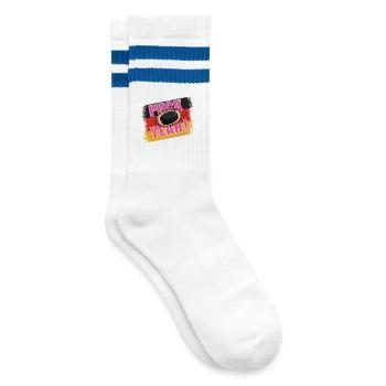 Puck Yeah – Eishockey T-Shirt - Striped tennis socks - white/blue - Right