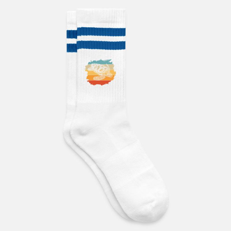 turtle - Striped tennis socks - white/blue
