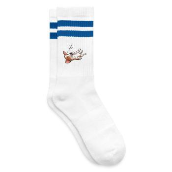 Podenco Podencos Podencoliebhaber Podencobesitzer - Gestreifte Tennissocken - Weiß/Blau - Rechts