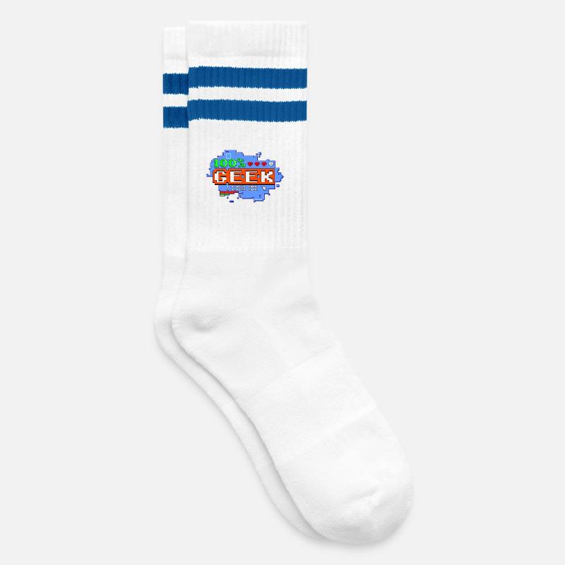 100% Geek - Striped tennis socks - white/blue