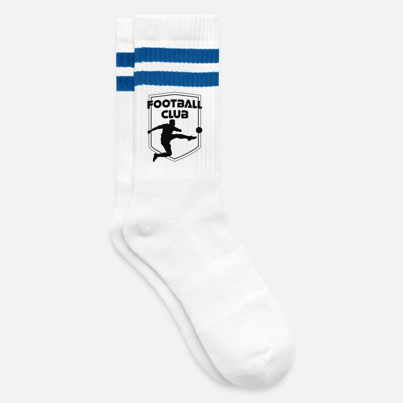 FC Wappen Schwarz - Gestreifte Tennissocken - Weiß/Blau