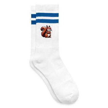 Talk to the Paw Eichhörnchen Eichhorn Nagetier - Gestreifte Tennissocken - Weiß/Blau - Rechts