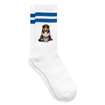 Collie Collie Owner Collie Lover Collie Owner - Striped tennis socks - white/blue - Right