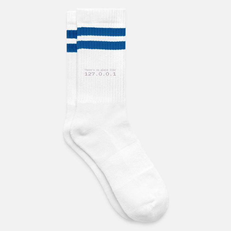 Programmierer Nerd IT Kein Ort wie Localhost - Gestreifte Tennissocken - Weiß/Blau