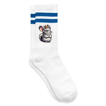 Chinchilla Chinchillas Chinchillabesitzer Nagetier - Gestreifte Tennissocken - Weiß/Blau - Rechts