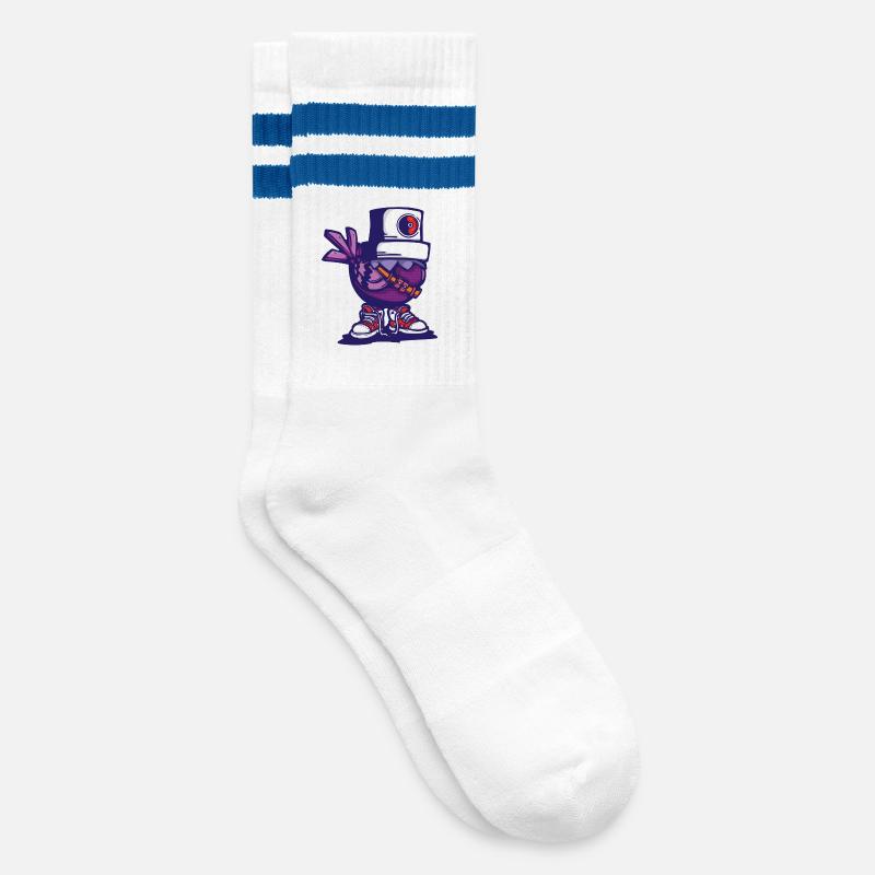 Vogel-Mütze - Gestreifte Tennissocken - Weiß/Blau