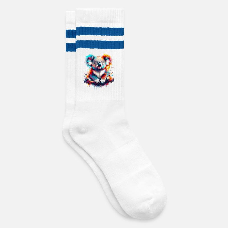 Koala - Gestreifte Tennissocken - Weiß/Blau