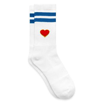 Heart Hearts Love Romance Relationship - Striped tennis socks - white/blue - Right