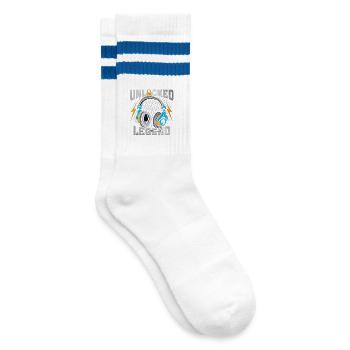 Level 6 Entsperrt – Legende - Gestreifte Tennissocken - Weiß/Blau - Rechts