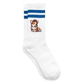 Corgi Corgis Welsh Corgi Corgi Owners Corgis - Striped tennis socks - white/blue - Right