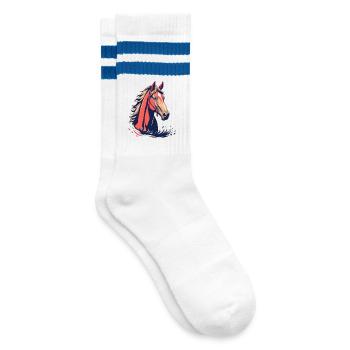Pferd Pferdekopf  - Gestreifte Tennissocken - Weiß/Blau - Rechts