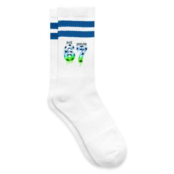 7th Birthday Soccer Shirt I was 6 Now Im 7 years - Striped tennis socks - white/blue - Right