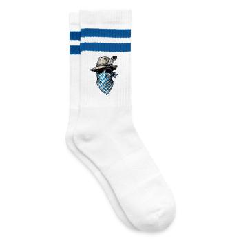 Bayrisches Trachten T-Shirt Bayern Trachtenshirt - Gestreifte Tennissocken - Weiß/Blau - Rechts