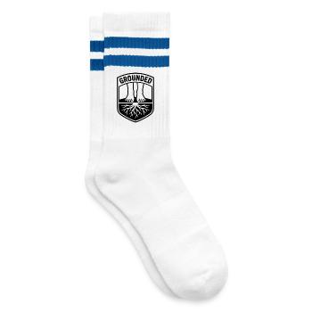 Grounded Mindfulness Balance - Striped tennis socks - white/blue - Right