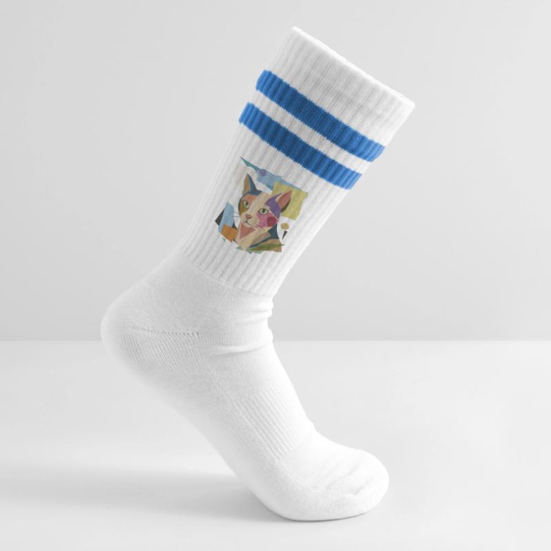 Chat abstrait dans le design moderne de bloc de couleur Chaussettes de tennis