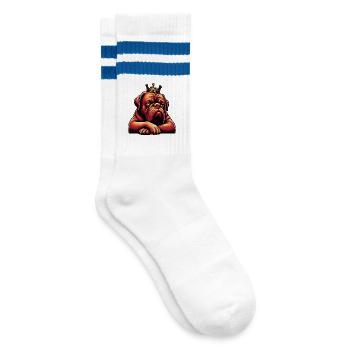 Bordeaux Dogge Bordeauxs Bordeaux Doggen besitzer - Gestreifte Tennissocken - Weiß/Blau - Rechts