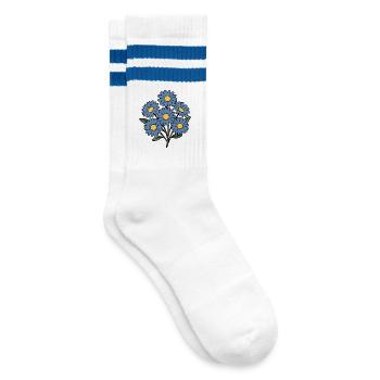Blume blaue Blumen Blüte Blumenstrauß - Gestreifte Tennissocken - Weiß/Blau - Rechts