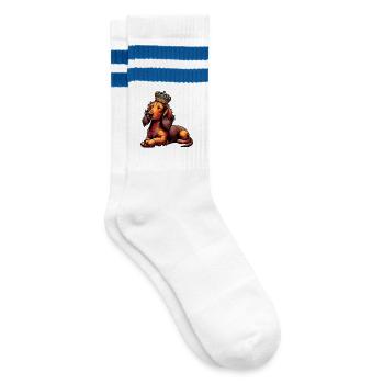 Teckel à poil long Teckel Teckel Teckel - Chaussettes de tennis - blanc/bleu - Droite