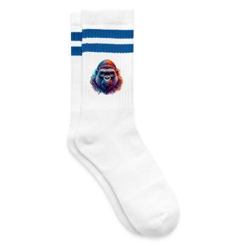Gorilla - Gestreifte Tennissocken - Weiß/Blau - Rechts