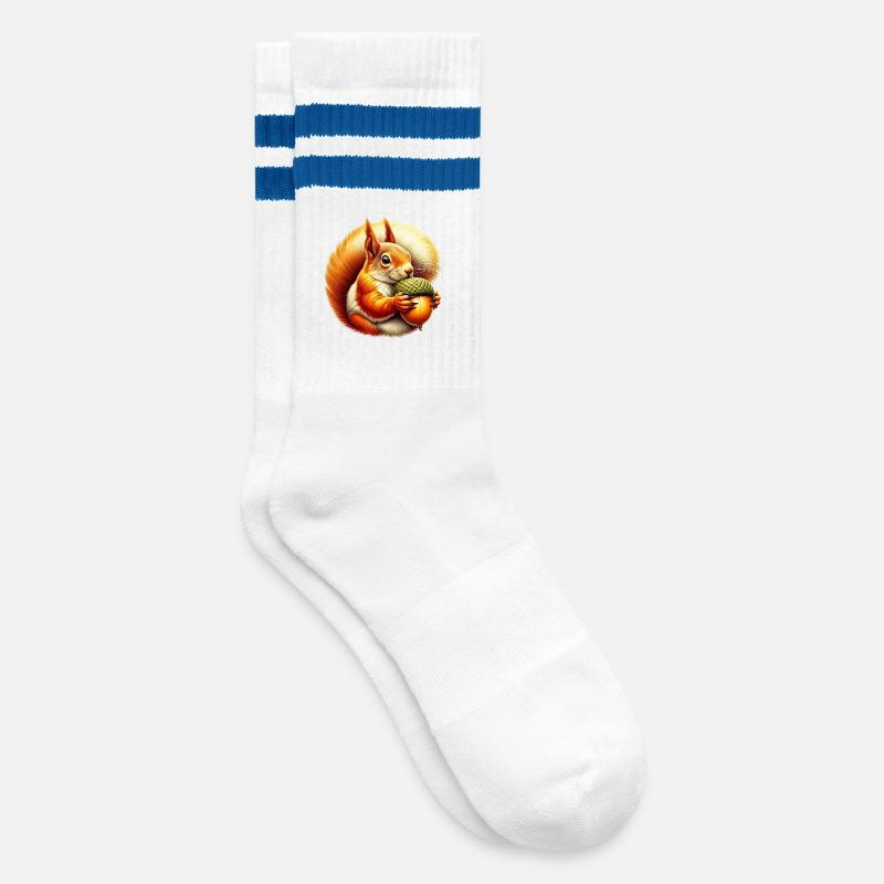 Eichhörnchen - Gestreifte Tennissocken - Weiß/Blau