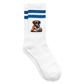 Boxer Boxer Porte-boxeurs Boxer Chien Boxer Propriétaire de boxer Fan boxer - Chaussettes de tennis - blanc/bleu - Droite