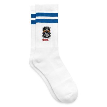 Ich schau nicht Böse - Ich grins nur nicht ... - Gestreifte Tennissocken - Weiß/Blau - Rechts