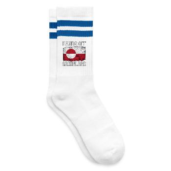 Hands Off Greenland Distressed Flag Design - Gestreifte Tennissocken - Weiß/Blau - Rechts