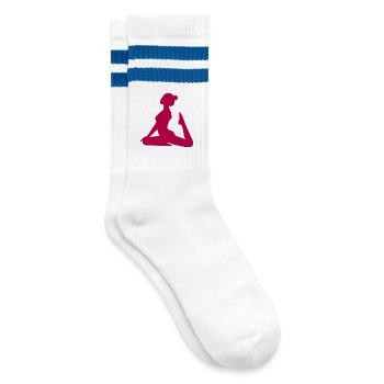 Yoga Silhouetten Yoga Formen - Gestreifte Tennissocken - Weiß/Blau - Rechts