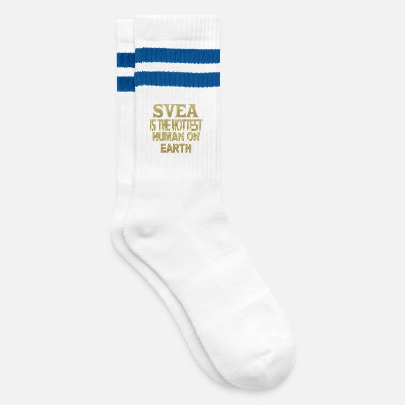 Svea - Striped tennis socks - white/blue