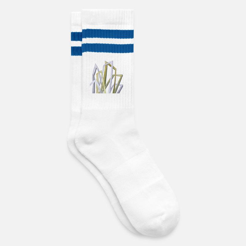 Abstrakte Formen - Gestreifte Tennissocken - Weiß/Blau