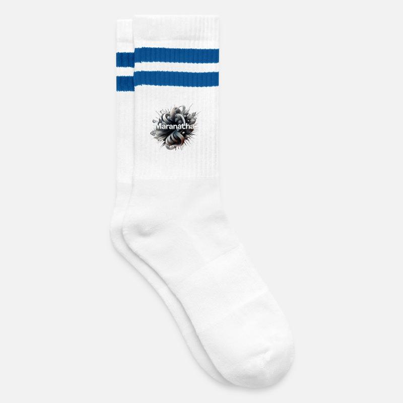 Maranatha Fließende Bänder - Gestreifte Tennissocken - Weiß/Blau
