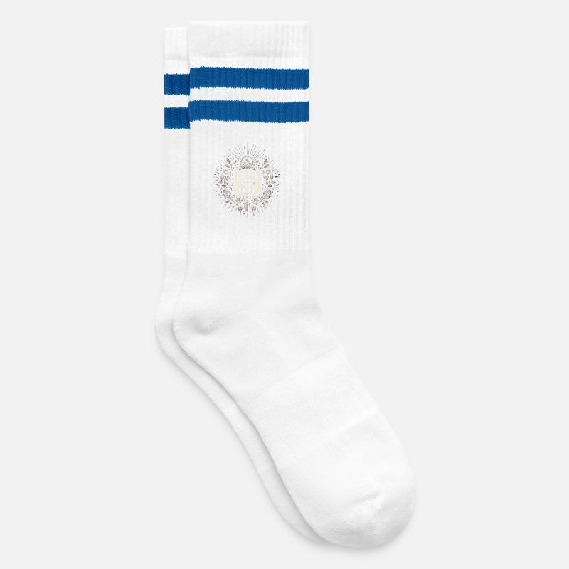Jesus is Risen Circle - Striped tennis socks - white/blue