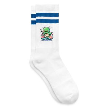 Halten Sie die Ozeane sauber - Gestreifte Tennissocken - Weiß/Blau - Rechts