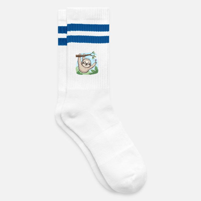 Faultier - Gestreifte Tennissocken - Weiß/Blau