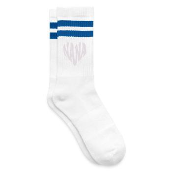 Nana - Small Heart Graphic (Custom Color) - Striped tennis socks - white/blue - Right