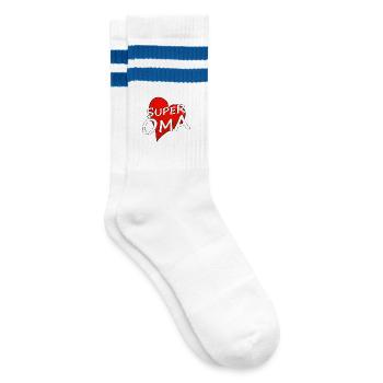 SUPER OMA - Gestreifte Tennissocken - Weiß/Blau - Rechts