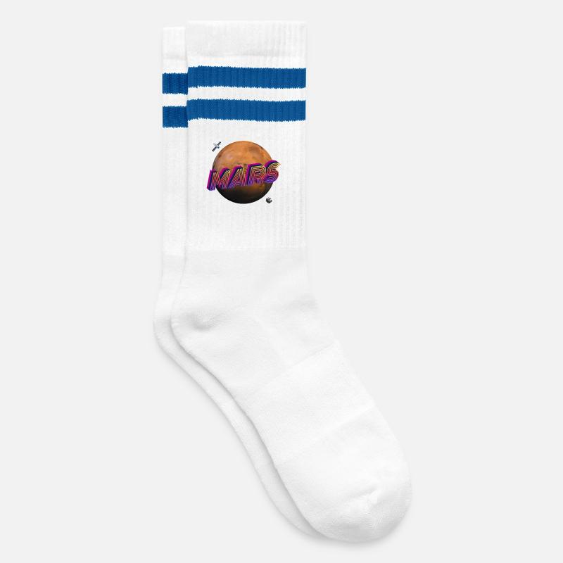 Mars – Weltraumserie - Gestreifte Tennissocken - Weiß/Blau
