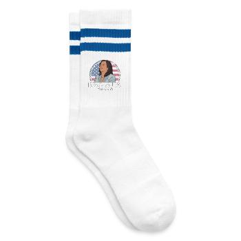 Politik Kamala Harris - Gestreifte Tennissocken - Weiß/Blau - Rechts