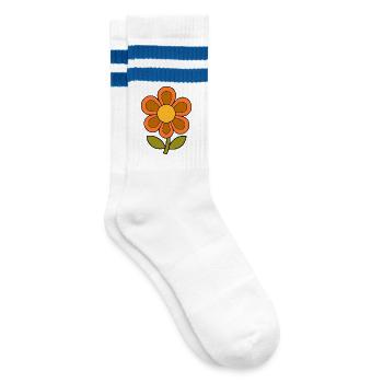 70s flower pattern retro flowerpower - Striped tennis socks - white/blue - Right