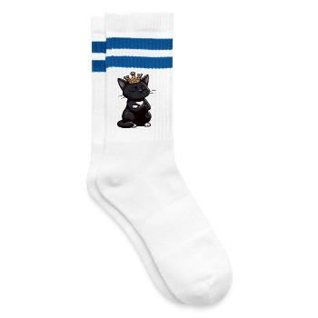 Funny Cat Cats Cat Lover Kitten - Striped tennis socks - white/blue - Right