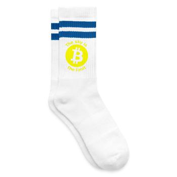 Bitcoin Yellow Sky Motif - Striped tennis socks - white/blue - Right