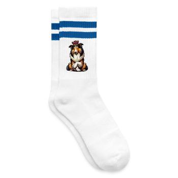 Collie Collie Owner Collie Lover Collie Owner - Striped tennis socks - white/blue - Right
