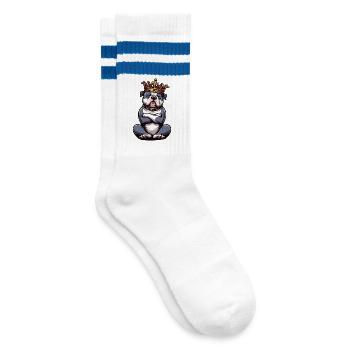 American Bully Bully Pit Bullys Bullybesitzer  - Gestreifte Tennissocken - Weiß/Blau - Rechts
