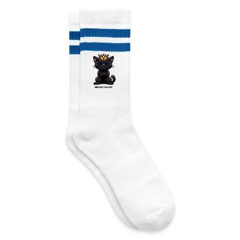 Before You Ask Cat Cat Cat Lover Kitty - Striped tennis socks - white/blue - Right